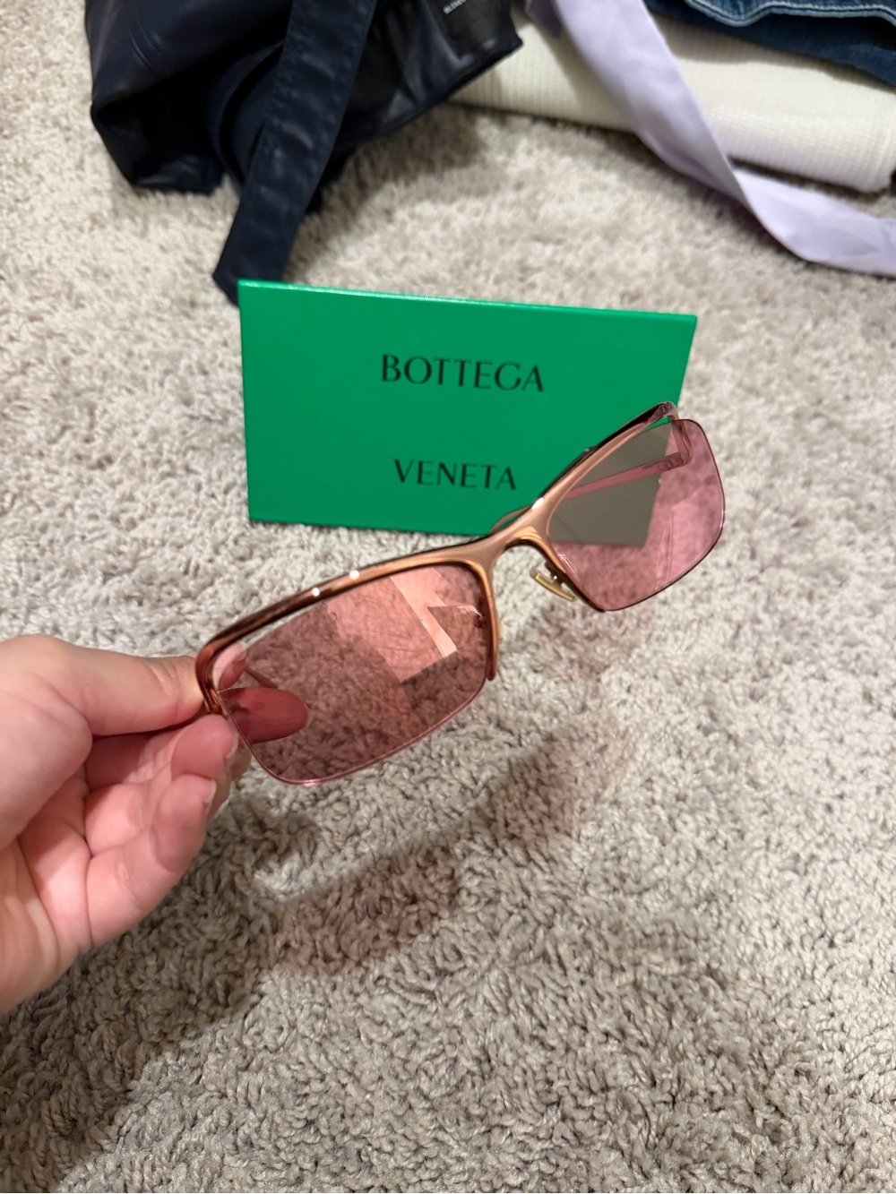 Bottega Veneta Square-Frame Metal Sunglasses women pink - Picture 3 of 5